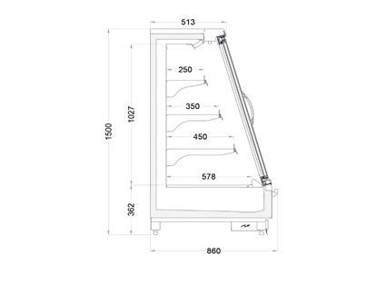 Opal H1500/850 m/hængslede døre